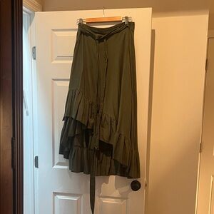 Chic Olive Green High-Low Skirt